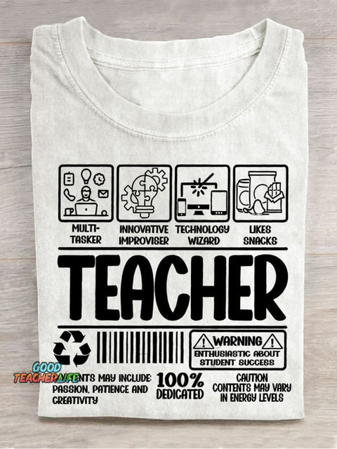 Teacher Label Teacher Casual Print T-shirt