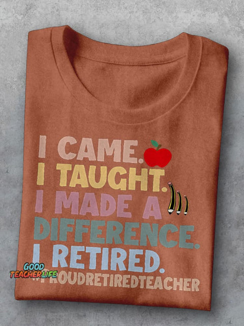 Retired Teacher Day Casual Print T-shirt