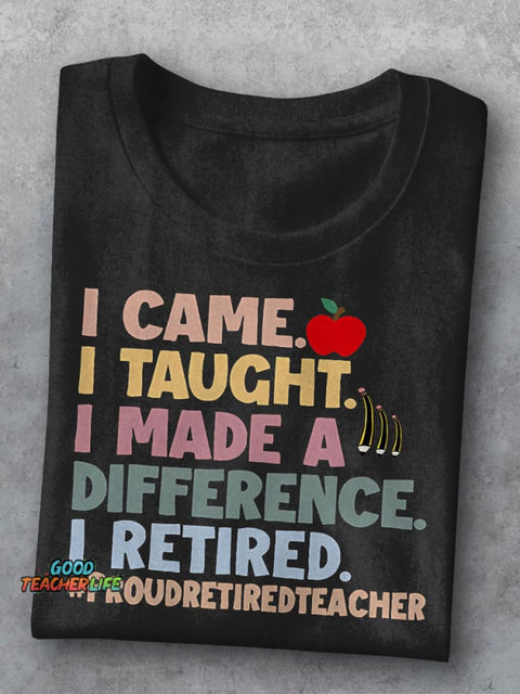 Retired Teacher Day Casual Print T-shirt
