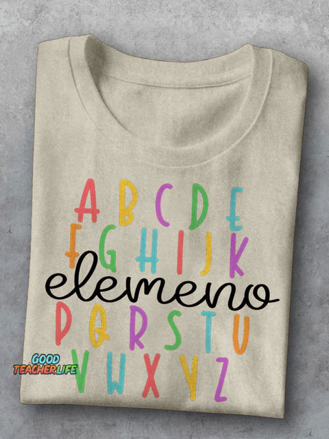 ABC Elemeno Teacher Kindergarten Teacher Casual Print T-shirt