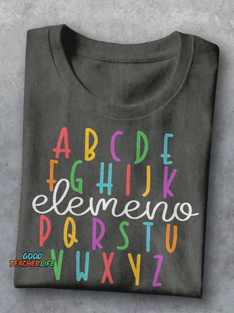 ABC Elemeno Teacher Kindergarten Teacher Casual Print T-shirt