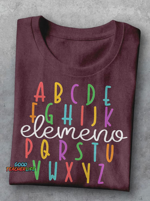ABC Elemeno Teacher Kindergarten Teacher Casual Print T-shirt