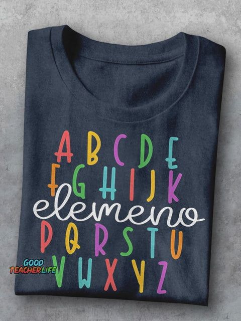 ABC Elemeno Teacher Kindergarten Teacher Casual Print T-shirt