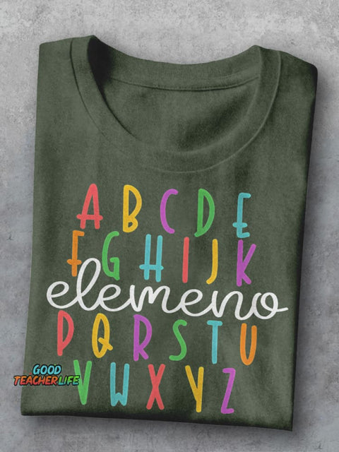 ABC Elemeno Teacher Kindergarten Teacher Casual Print T-shirt
