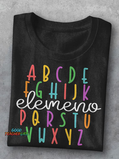 ABC Elemeno Teacher Kindergarten Teacher Casual Print T-shirt