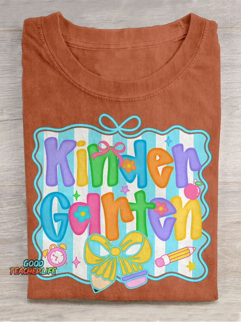 Preppy Back To School Bundle Coquette Teacher First Day of School Casual Print T-shirt