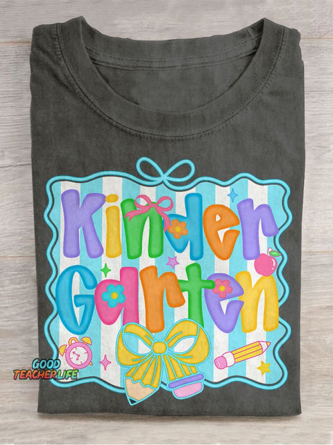 Preppy Back To School Bundle Coquette Teacher First Day of School Casual Print T-shirt
