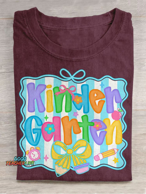 Preppy Back To School Bundle Coquette Teacher First Day of School Casual Print T-shirt