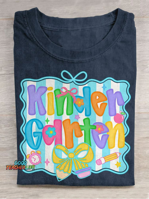 Preppy Back To School Bundle Coquette Teacher First Day of School Casual Print T-shirt