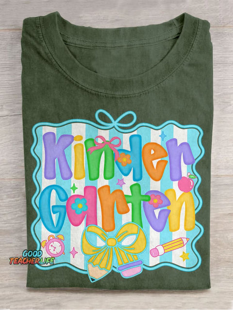 Preppy Back To School Bundle Coquette Teacher First Day of School Casual Print T-shirt