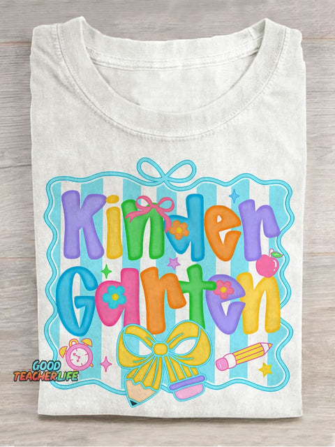 Preppy Back To School Bundle Coquette Teacher First Day of School Casual Print T-shirt