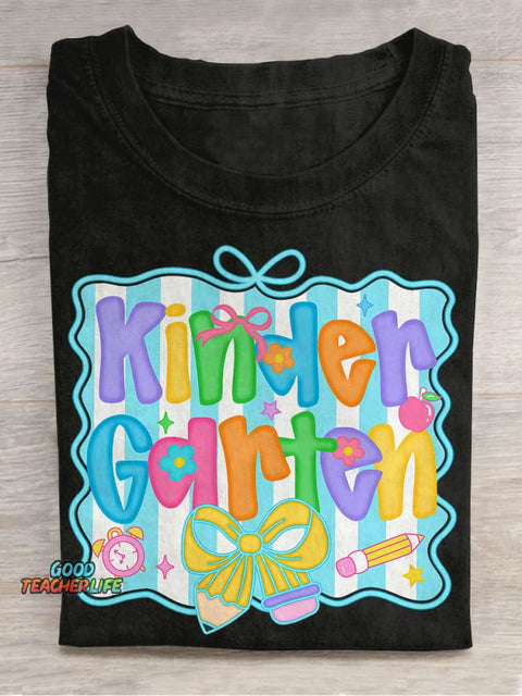 Preppy Back To School Bundle Coquette Teacher First Day of School Casual Print T-shirt