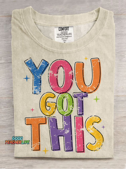 Retro Teacher You Got This Choose Kindness Casual Print T-shirt