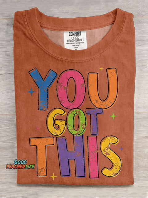 Retro Teacher You Got This Choose Kindness Casual Print T-shirt