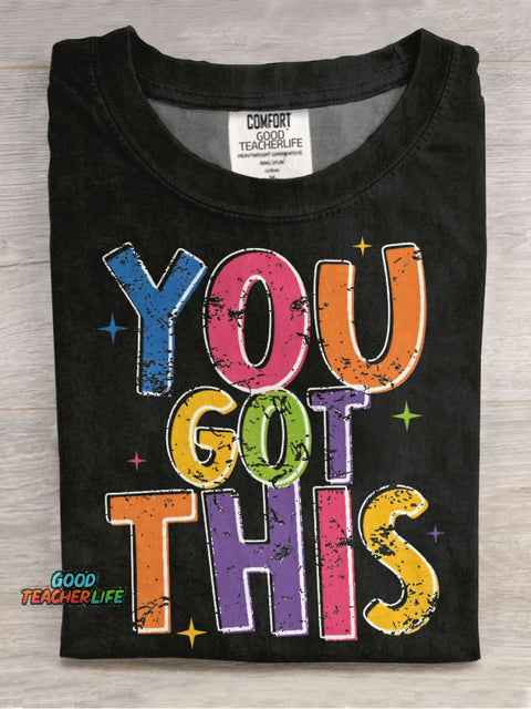 Retro Teacher You Got This Choose Kindness Casual Print T-shirt