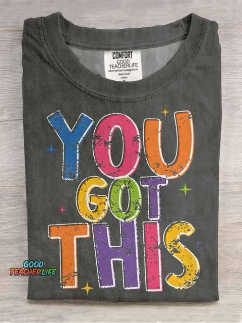 Retro Teacher You Got This Choose Kindness Casual Print T-shirt