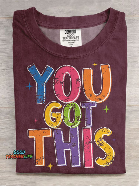 Retro Teacher You Got This Choose Kindness Casual Print T-shirt
