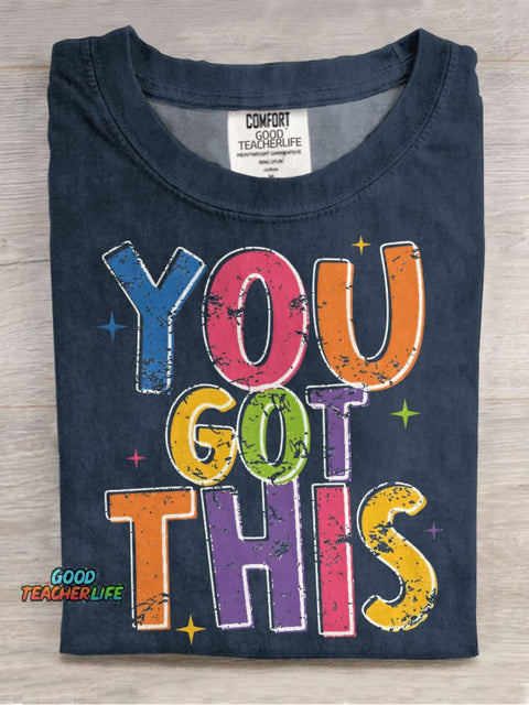 Retro Teacher You Got This Choose Kindness Casual Print T-shirt