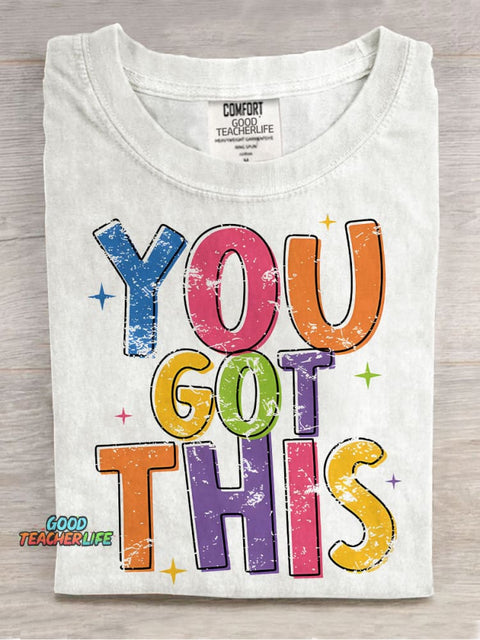 Retro Teacher You Got This Choose Kindness Casual Print T-shirt