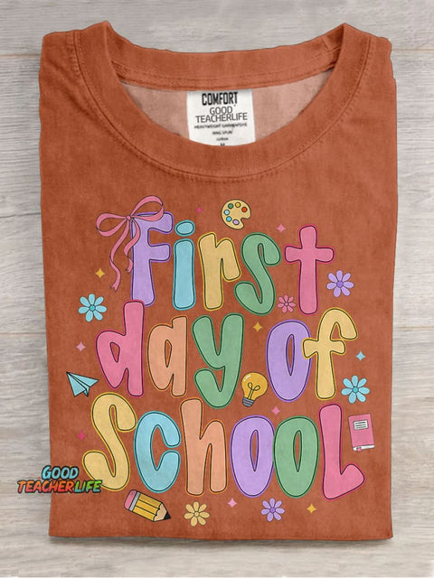 Coquette First Day Of School Casual Print T-shirt