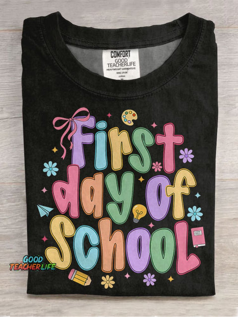 Coquette First Day Of School Casual Print T-shirt