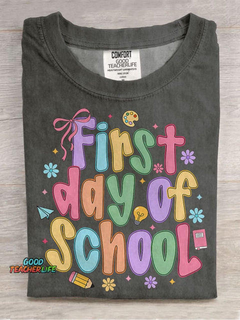 Coquette First Day Of School Casual Print T-shirt