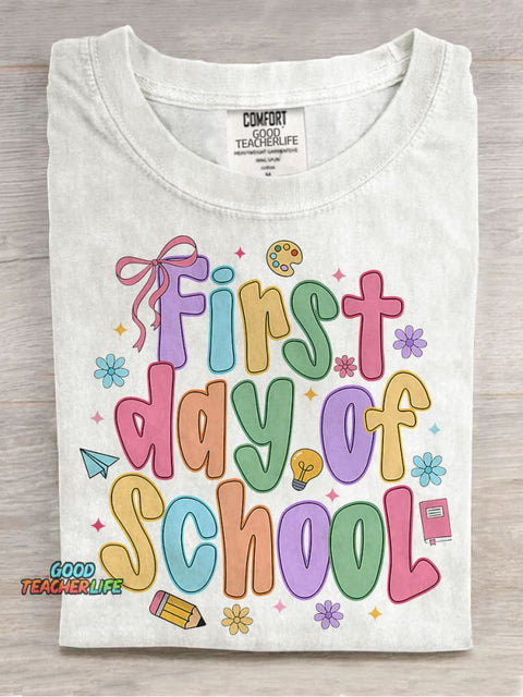 Coquette First Day Of School Casual Print T-shirt