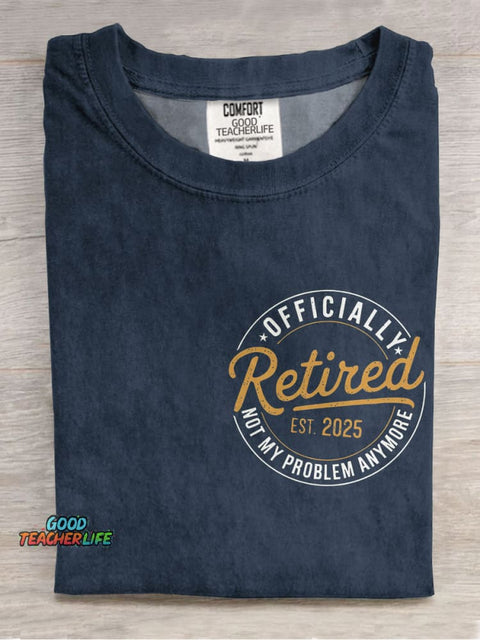 Retro Teacher Funny Retirement Casual Print T-shirt