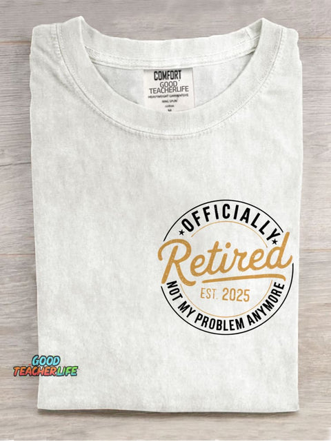 Retro Teacher Funny Retirement Casual Print T-shirt