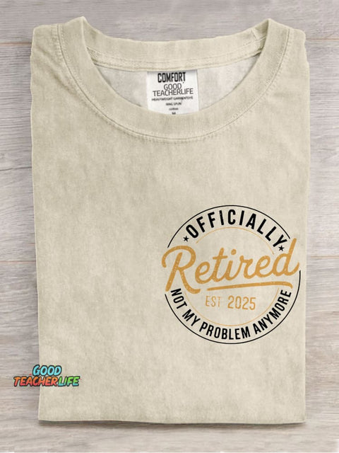 Retro Teacher Funny Retirement Casual Print T-shirt