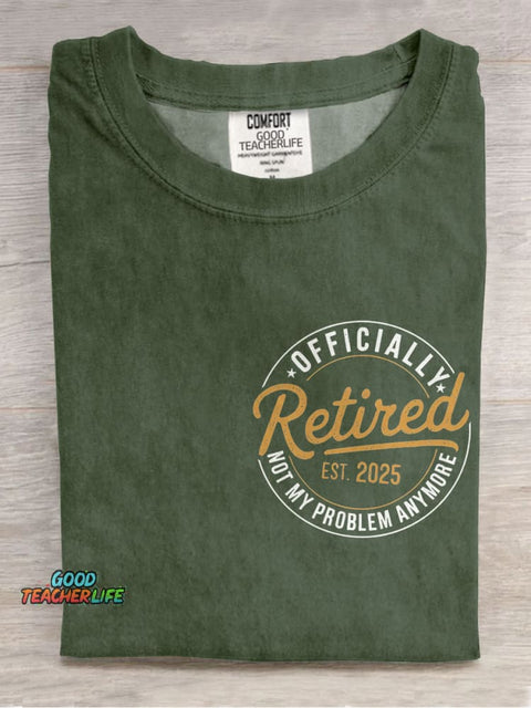 Retro Teacher Funny Retirement Casual Print T-shirt