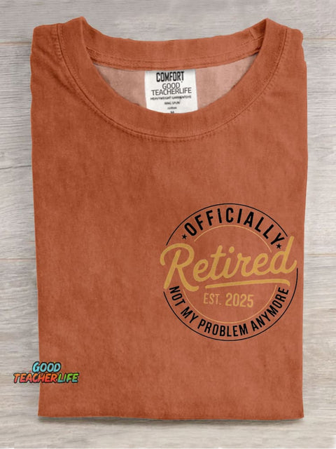 Retro Teacher Funny Retirement Casual Print T-shirt