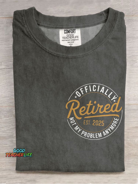 Retro Teacher Funny Retirement Casual Print T-shirt