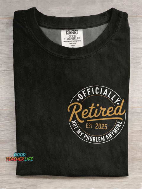 Retro Teacher Funny Retirement Casual Print T-shirt