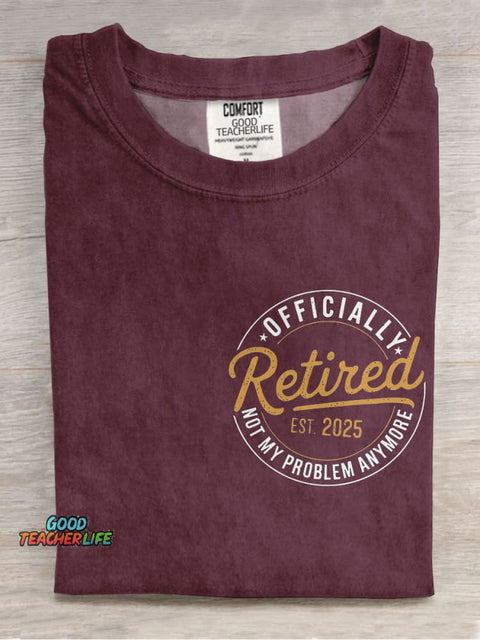 Retro Teacher Funny Retirement Casual Print T-shirt