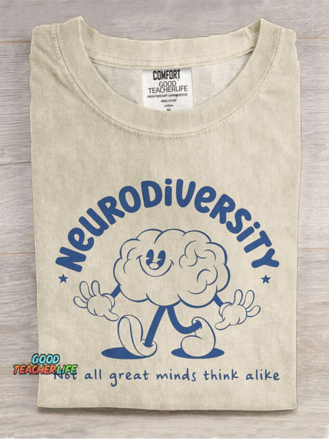 Autism Neurodivergent Not All Great Minds Think Alike Mental Health Choose Kindness Casual Print T-shirt