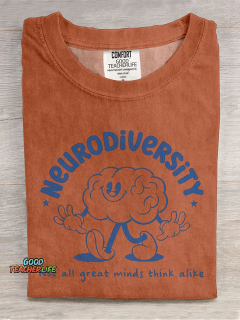 Autism Neurodivergent Not All Great Minds Think Alike Mental Health Choose Kindness Casual Print T-shirt