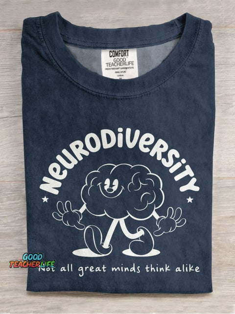 Autism Neurodivergent Not All Great Minds Think Alike Mental Health Choose Kindness Casual Print T-shirt