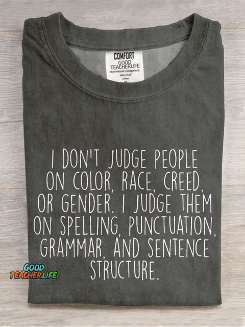 Funny English Grammar Teacher Casual Print T-shirt