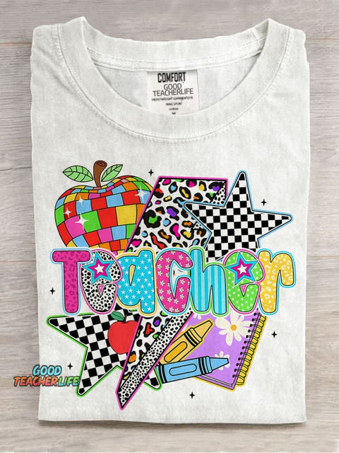 Preppy Teacher Leopard Last Day Of Schoo Casual Print T-shirt