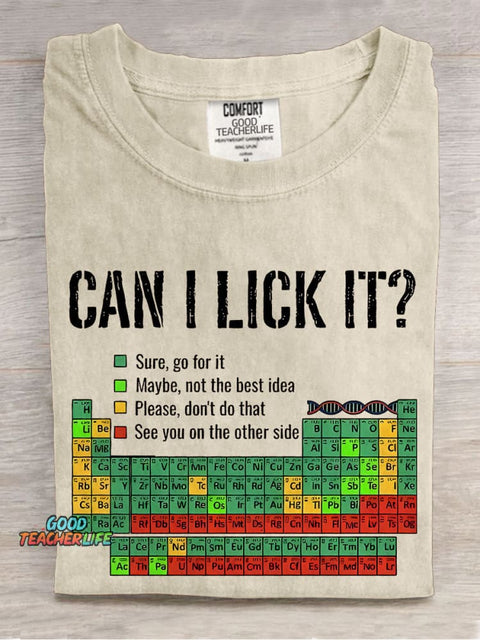 Can I Lick It Teacher Casual Print T-shirt