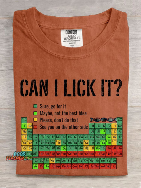 Can I Lick It Teacher Casual Print T-shirt