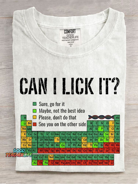 Can I Lick It Teacher Casual Print T-shirt