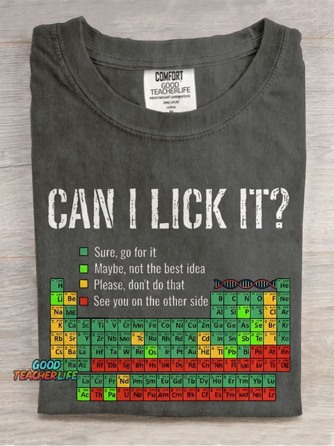 Can I Lick It Teacher Casual Print T-shirt