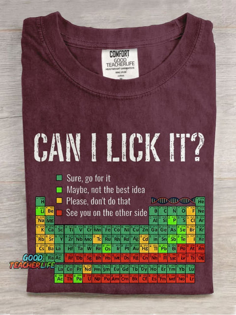 Can I Lick It Teacher Casual Print T-shirt