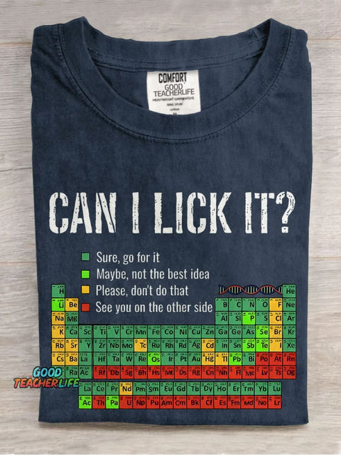 Can I Lick It Teacher Casual Print T-shirt