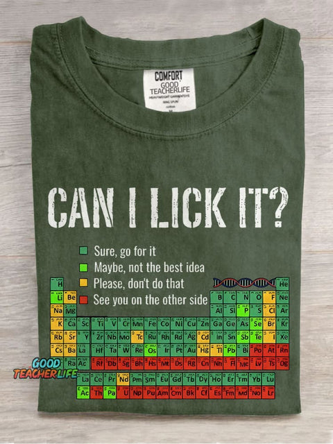 Can I Lick It Teacher Casual Print T-shirt