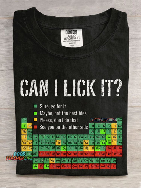Can I Lick It Teacher Casual Print T-shirt