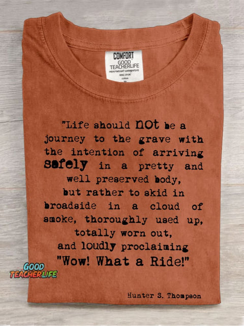 Wow What A Ride Teacher Casual Print T-shirt