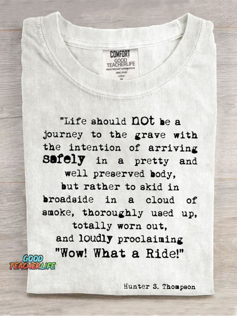 Wow What A Ride Teacher Casual Print T-shirt